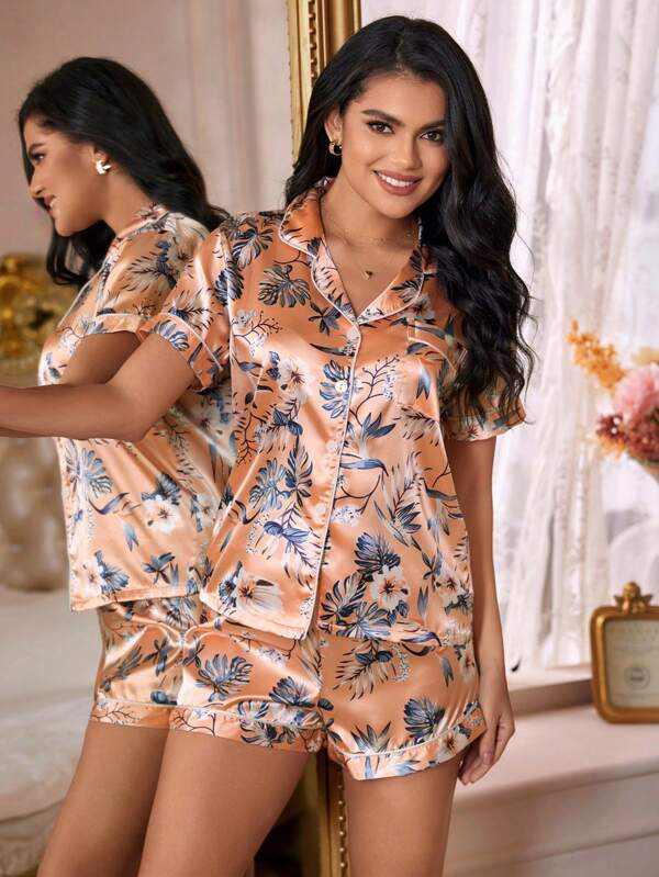 Pyjama-Set aus Satin mit tropischem Print - Heidi