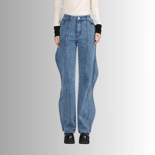 High Waist Jeans mit geschwungenen Nähten - Catara