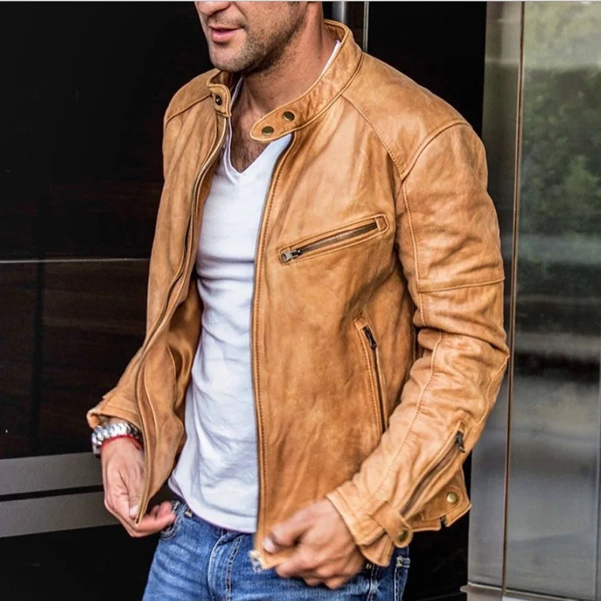 Bobbie - Robuste Herren-Lederjacke im Motorrad-Stil