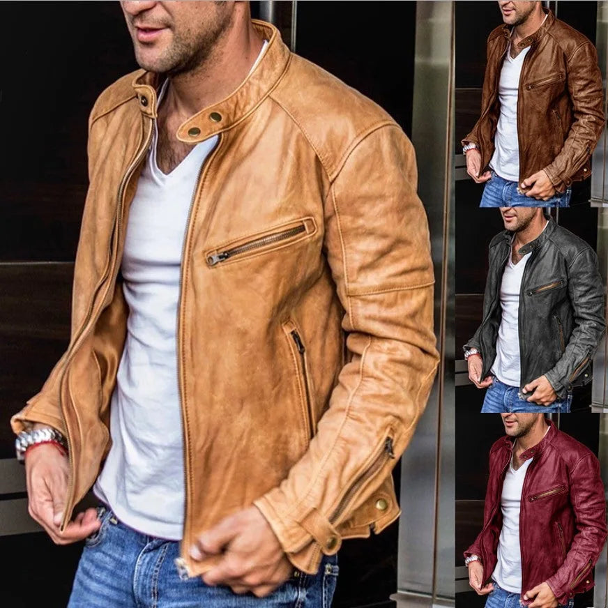 Bobbie - Robuste Herren-Lederjacke im Motorrad-Stil