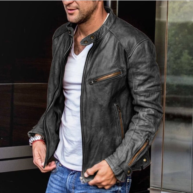 Abramo – Stylische Herren-Lederjacke mit wetterfester Oberfläche