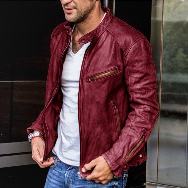 Abramo – Stylische Herren-Lederjacke mit wetterfester Oberfläche