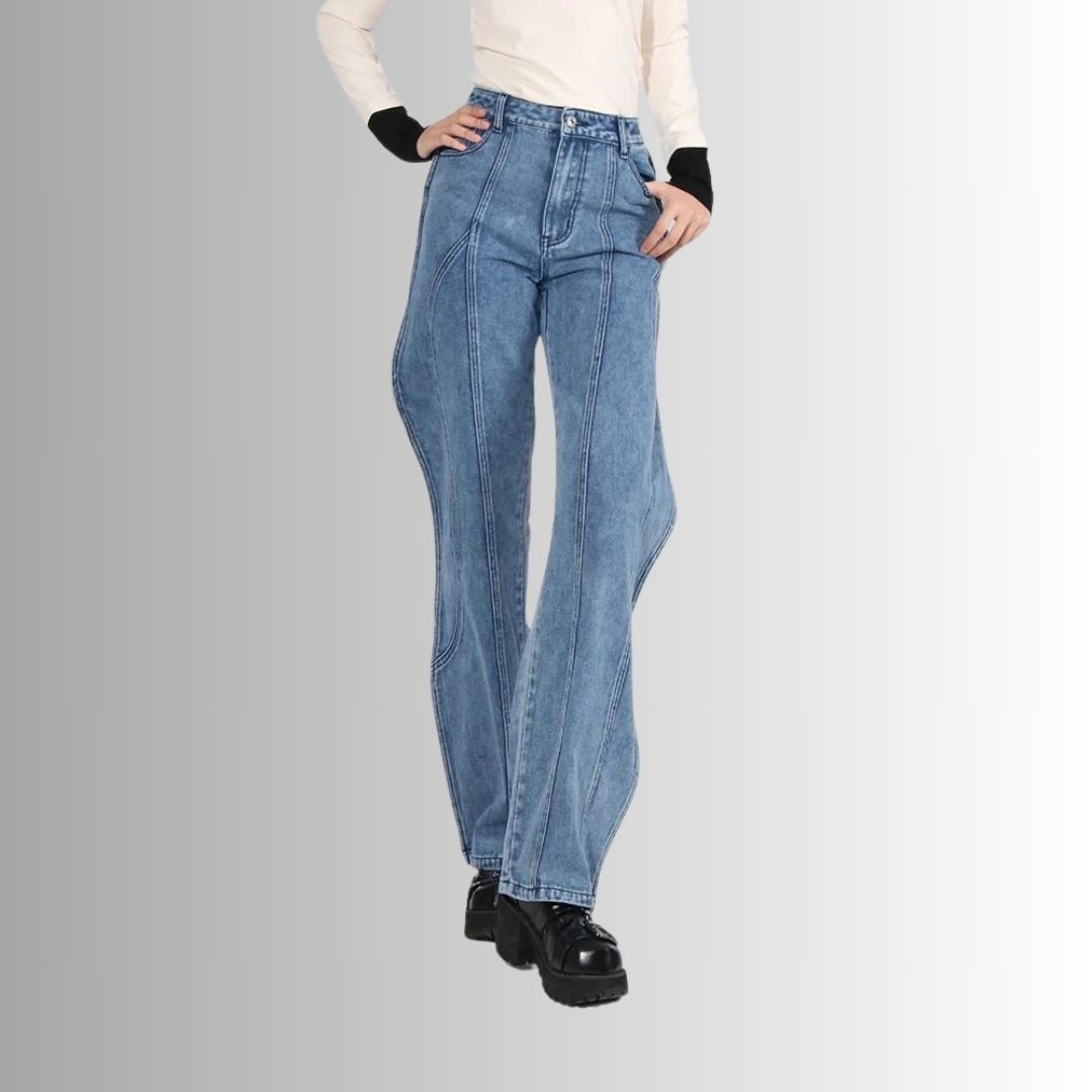 High Waist Jeans mit geschwungenen Nähten - Catara