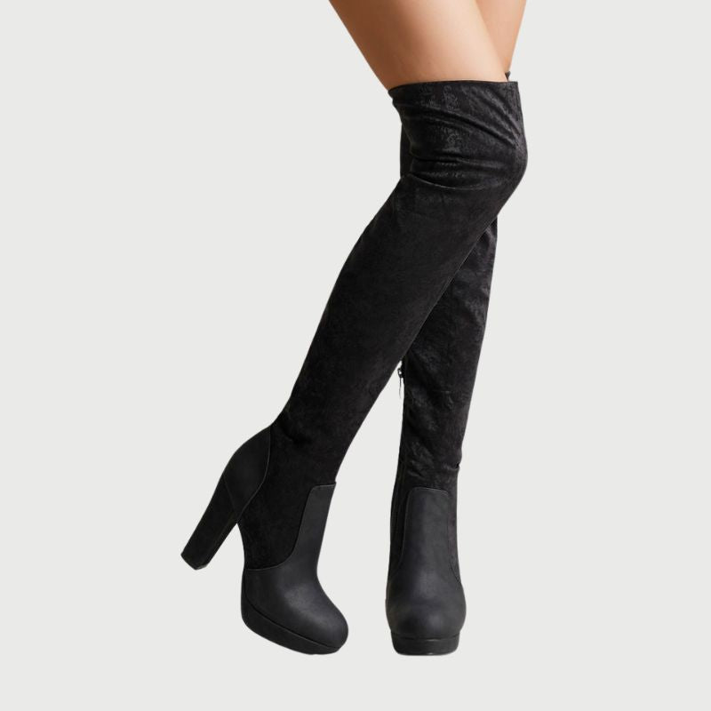 Elegante Overknee-Stiefel mit Blockabsatz - Valerie