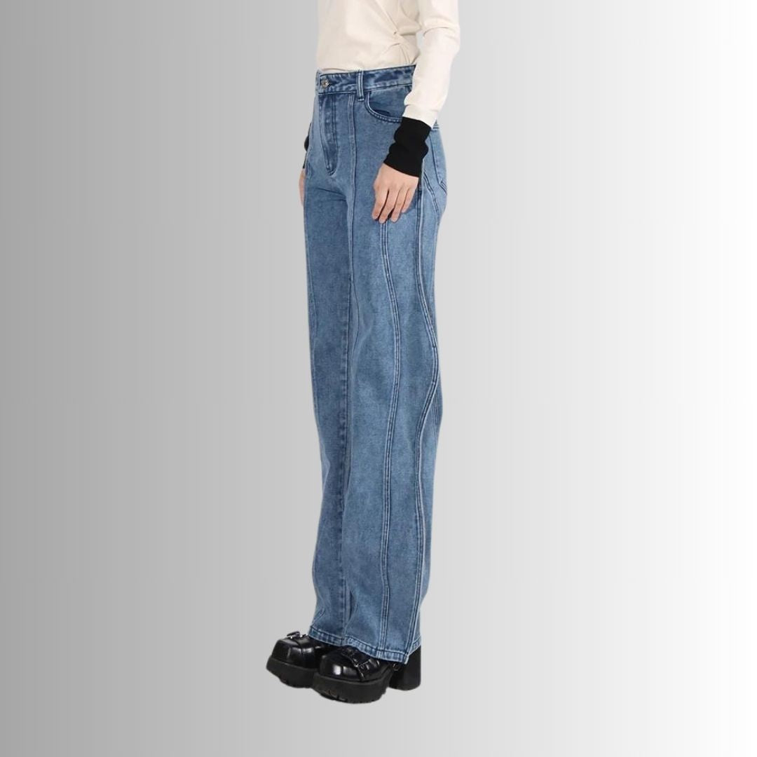 High Waist Jeans mit geschwungenen Nähten - Catara