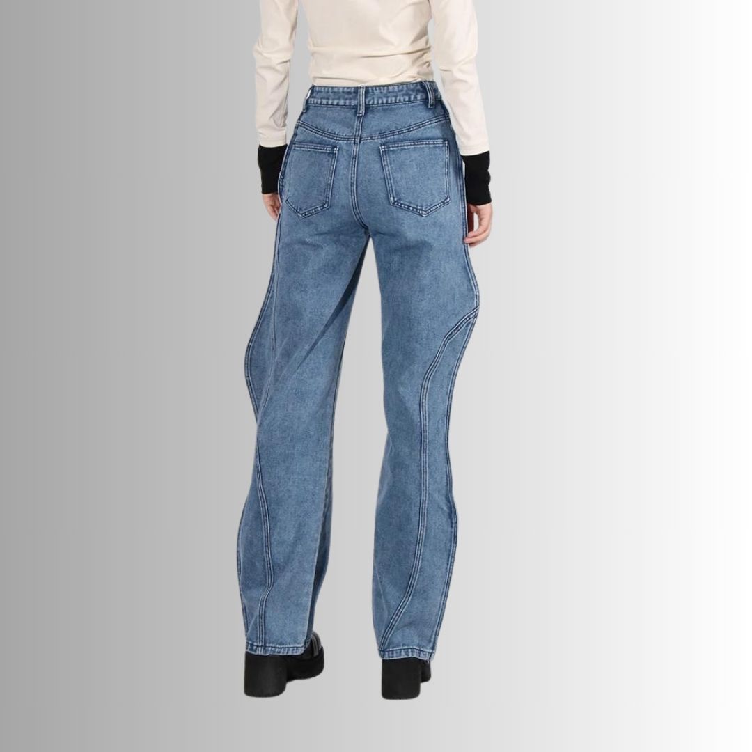 High Waist Jeans mit geschwungenen Nähten - Catara