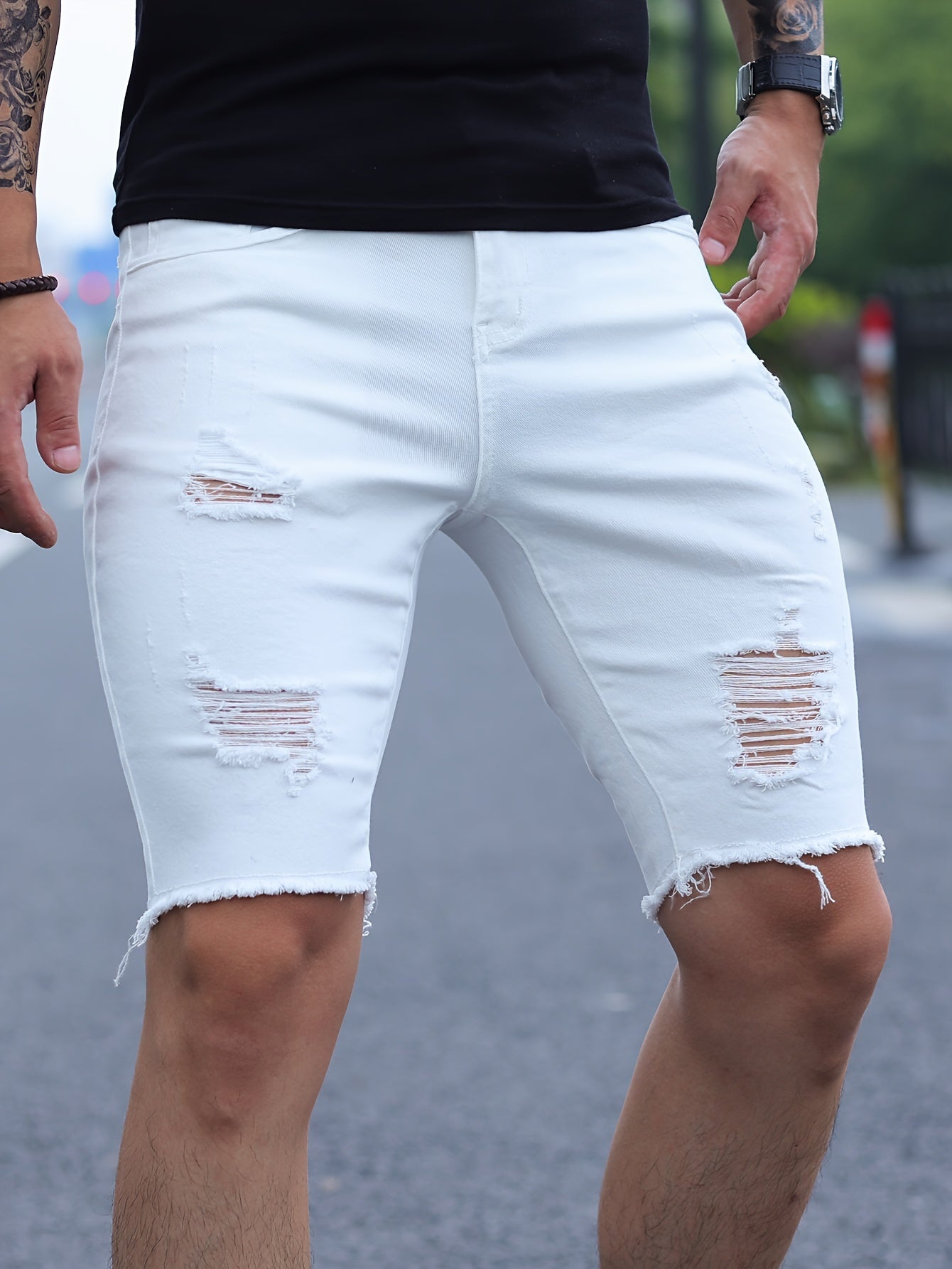 Königsblaue Ripped Shorts - Carl