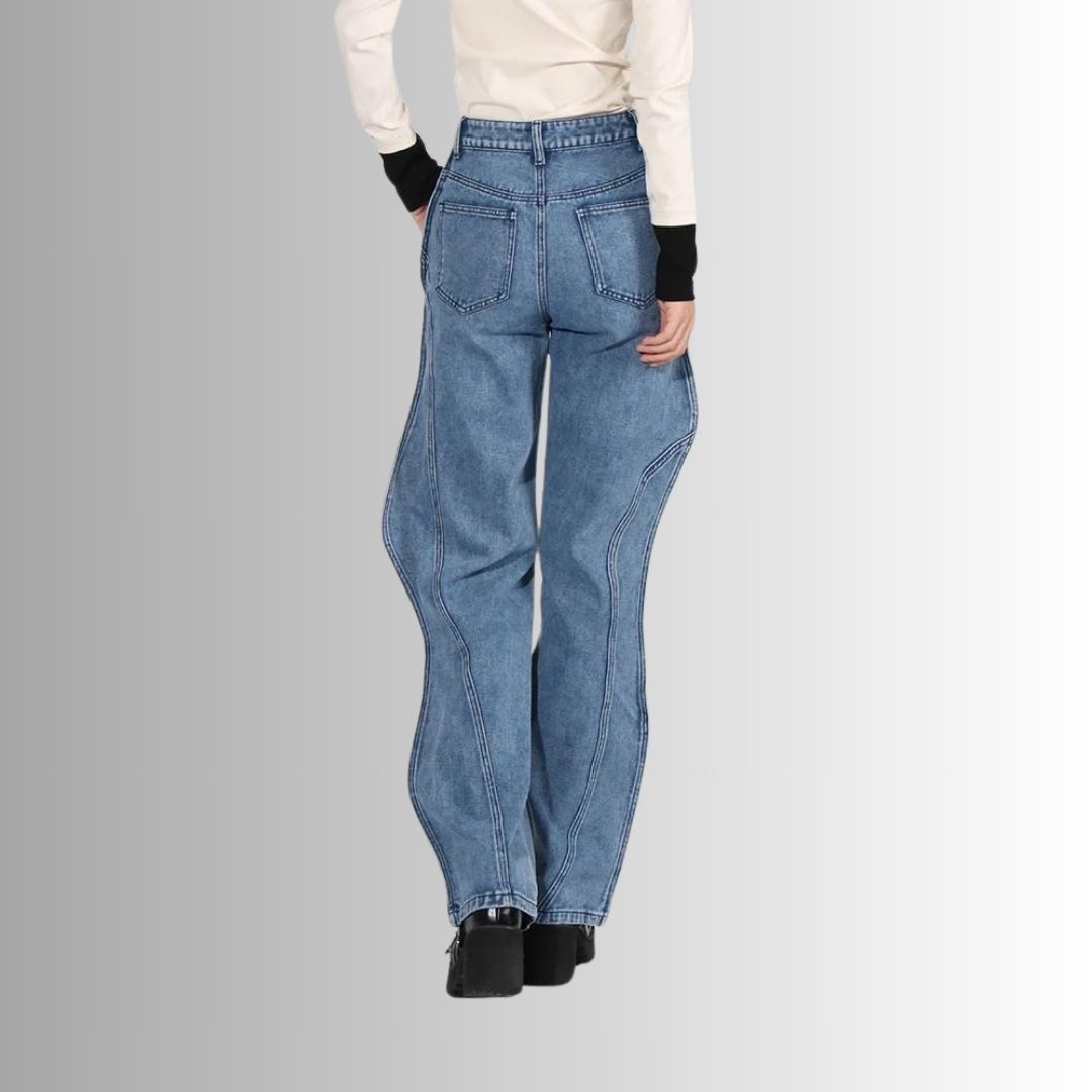 High Waist Jeans mit geschwungenen Nähten - Catara