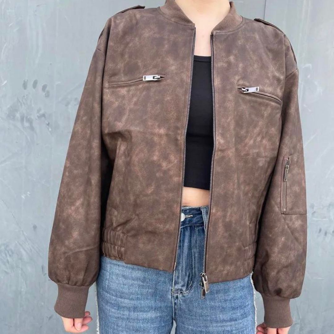 Allegra - Vintage Lederjacke in Übergröße für Frauen