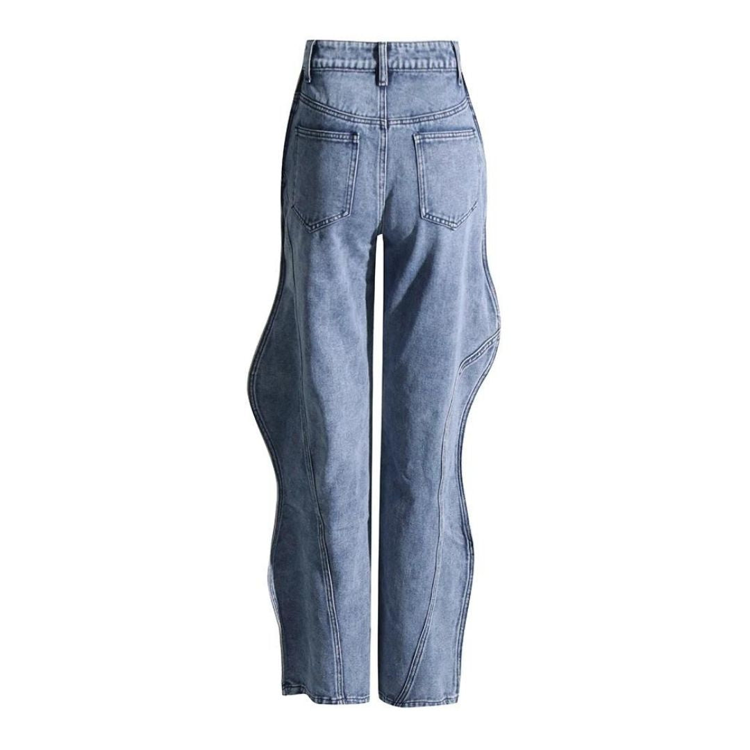 High Waist Jeans mit geschwungenen Nähten - Catara