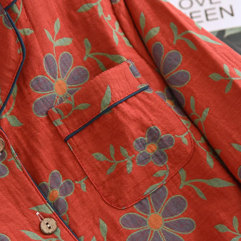 Pyjama- und Hemdset aus Baumwolle mit Blumenmuster - Tilda