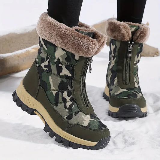 Damen Camouflage Schneestiefel mit Reißverschluss - Anna