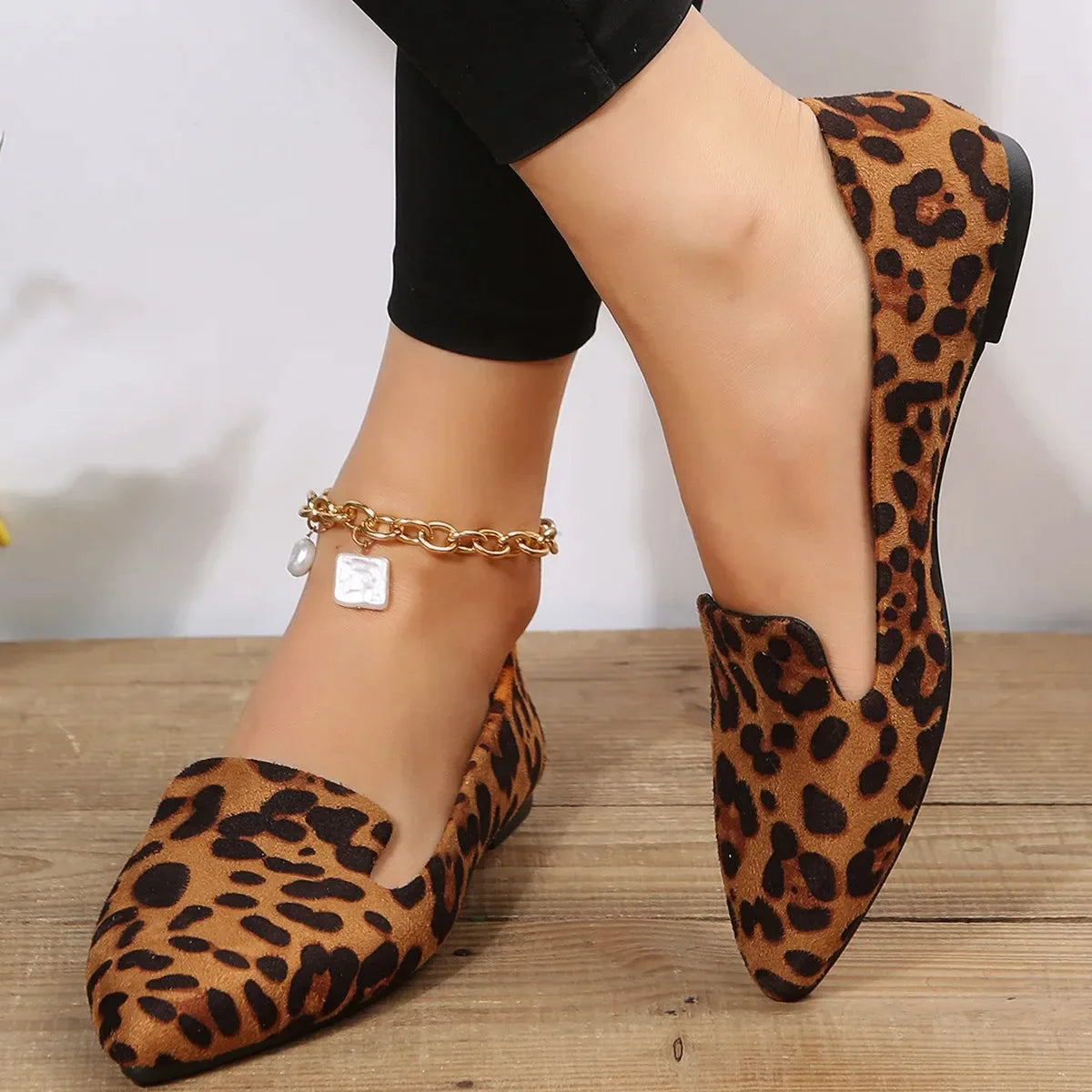 Suly - Leopard Spitze Zehen Loafers