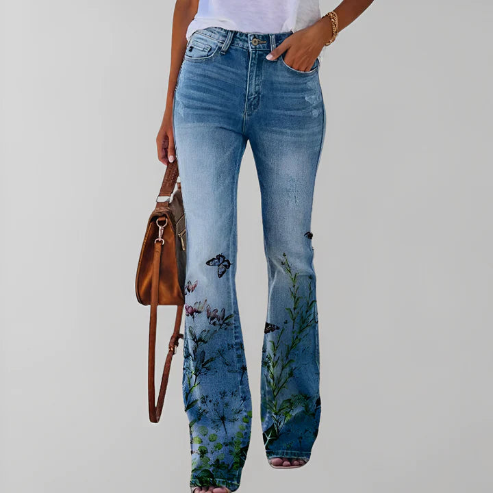 Gerade jeans mit blumendruck - Ellen