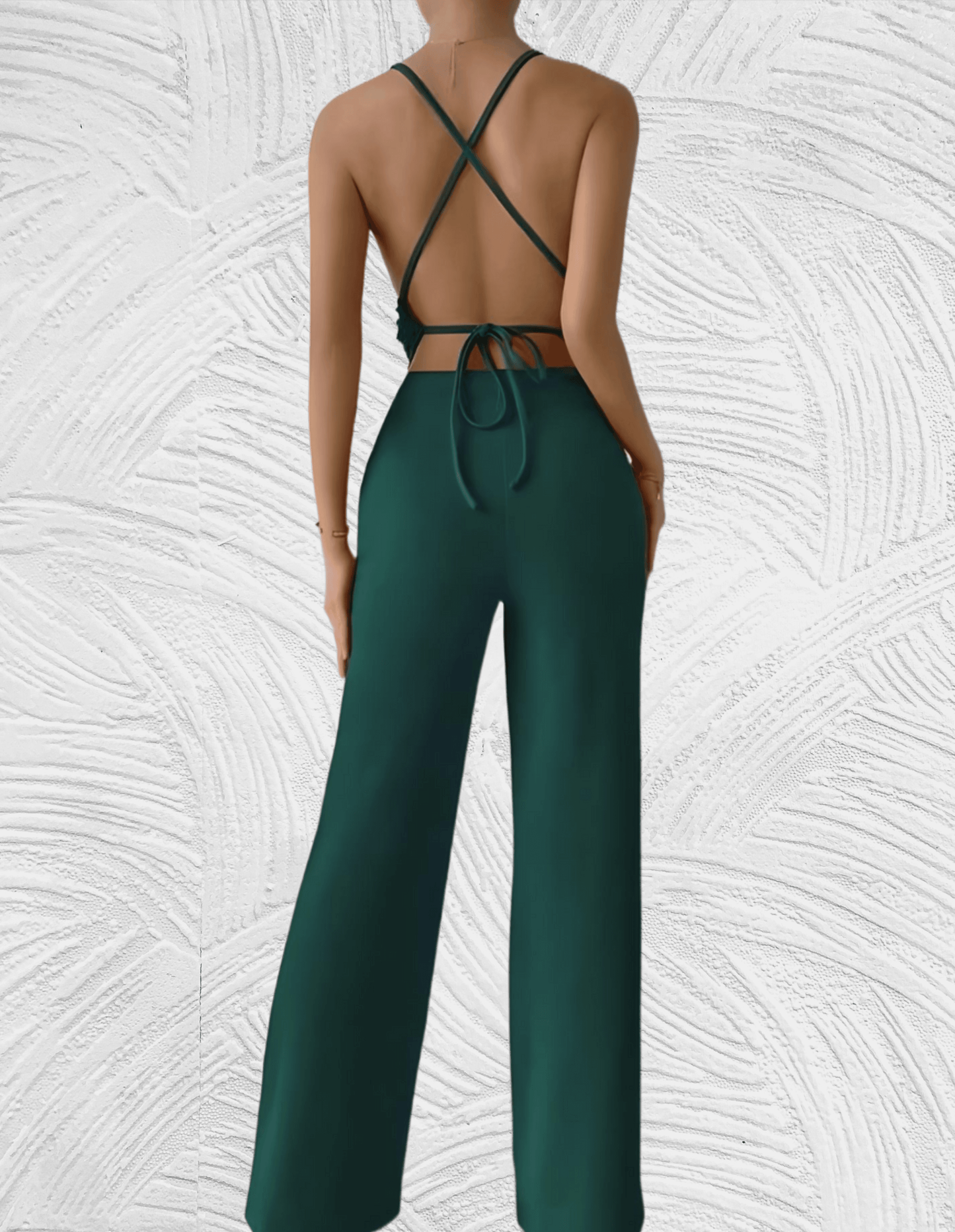 Jumpsuit mit tiefem V-Ausschnitt, ärmellos, rückenfrei und weitem Bein - Berrty