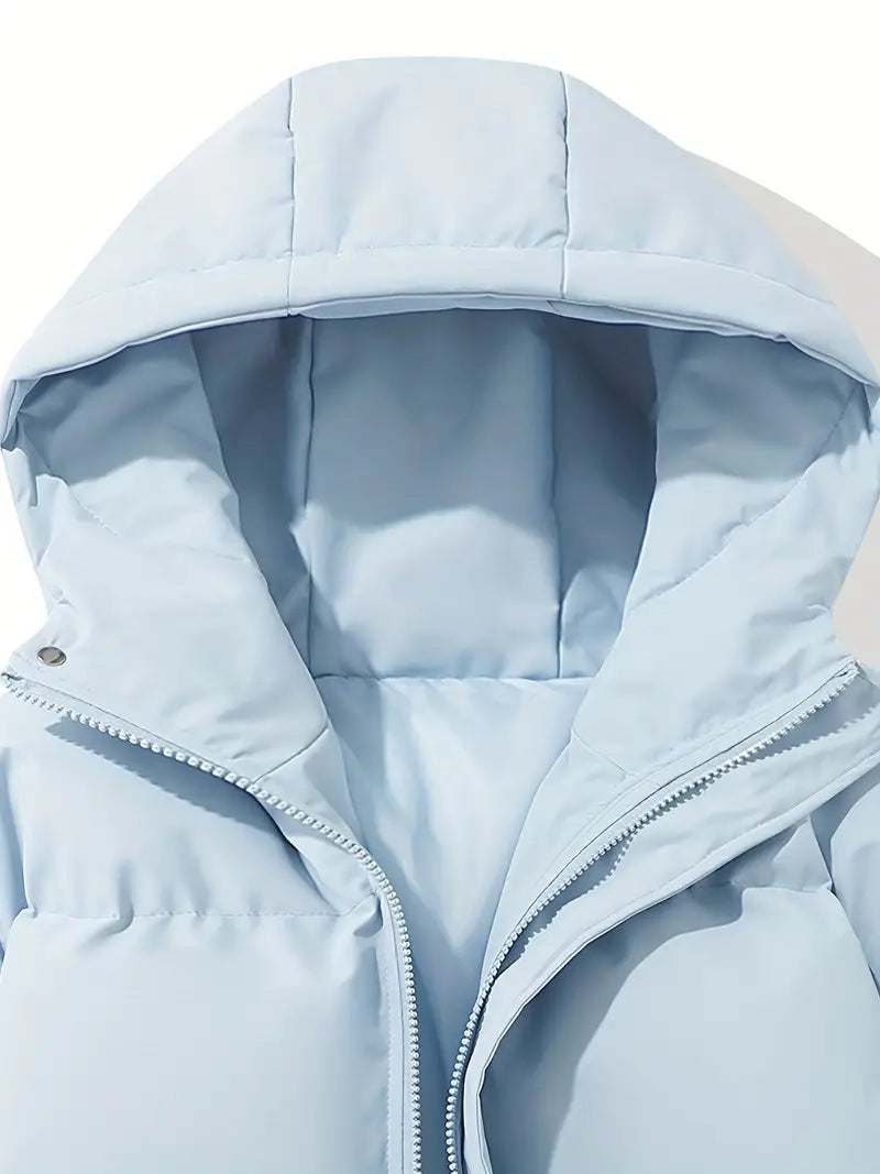 Emerson - Klassisches Design Warme Kapuzenjacke hellblau vorderseite close up