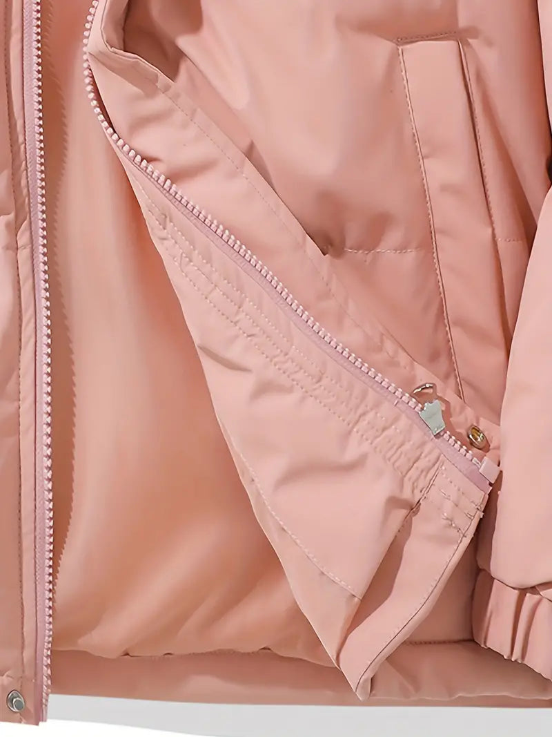 Emerson - Klassisches Design Warme Kapuzenjacke rosa vorderseite close up