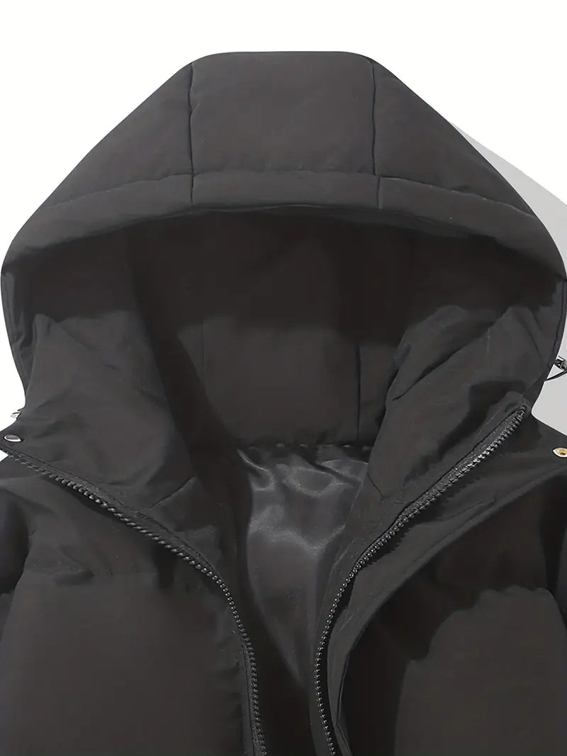 Emerson - Klassisches Design Warme Kapuzenjacke schwarz vorderseite close up