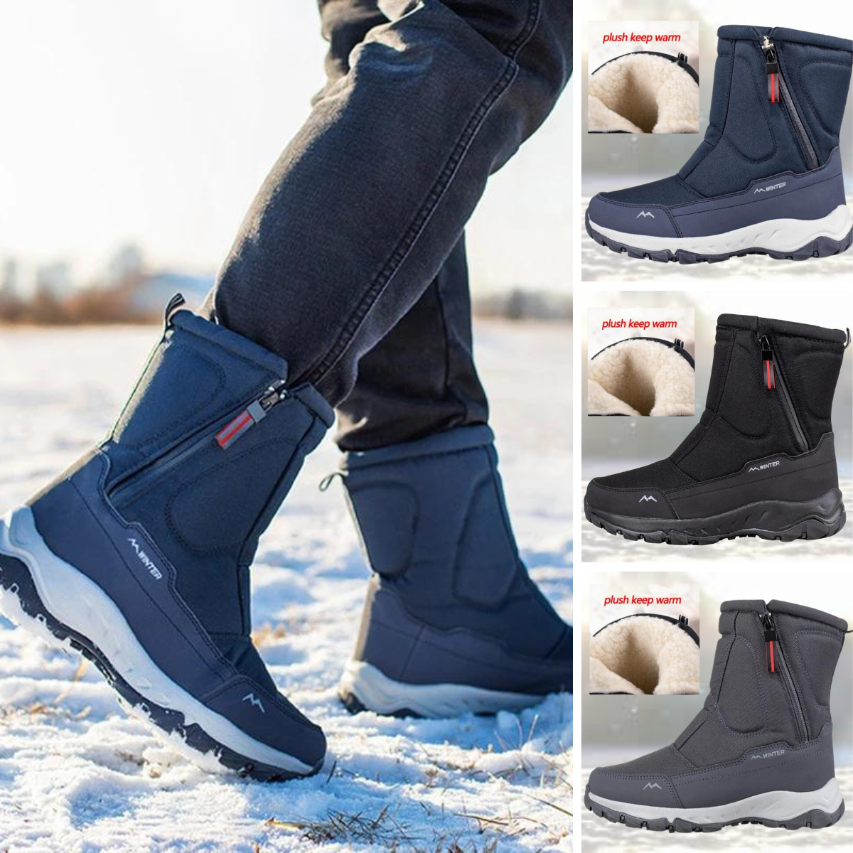 Die besten modischen Mesh Mid-Calf Schneestiefel seitenansicht