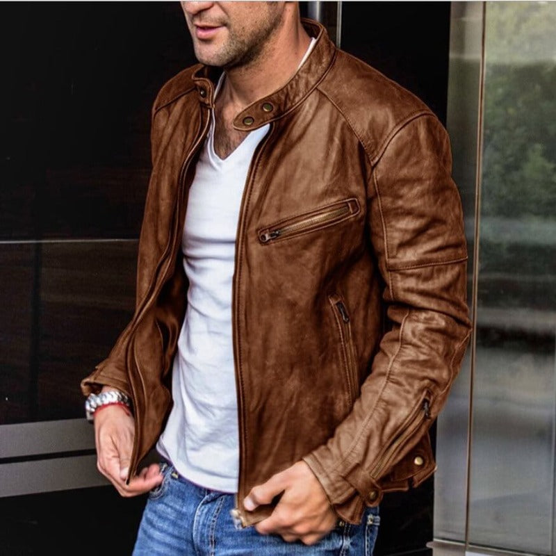 Abramo – Stylische Herren-Lederjacke mit wetterfester Oberfläche