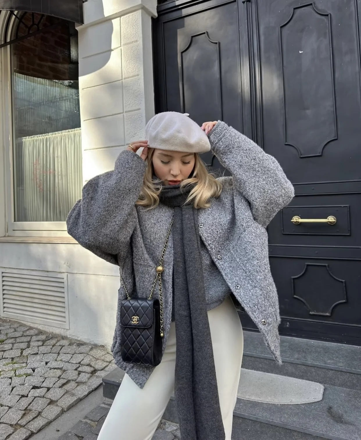 Lena's Oversized Jacken | Damen Langarm Top Coats: Versteckte Knöpfe, Rundhals