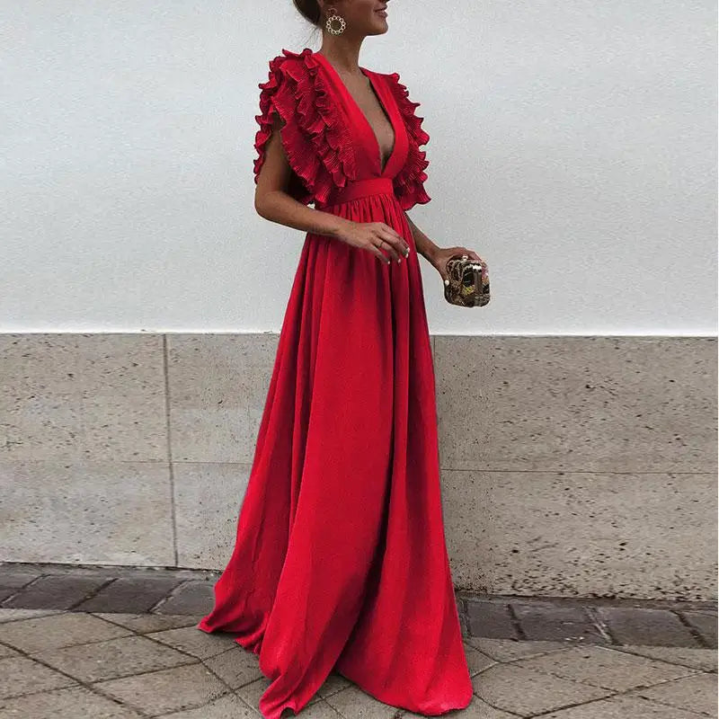 Elegantes Kleid mit gerüschten Ärmeln - Kailey