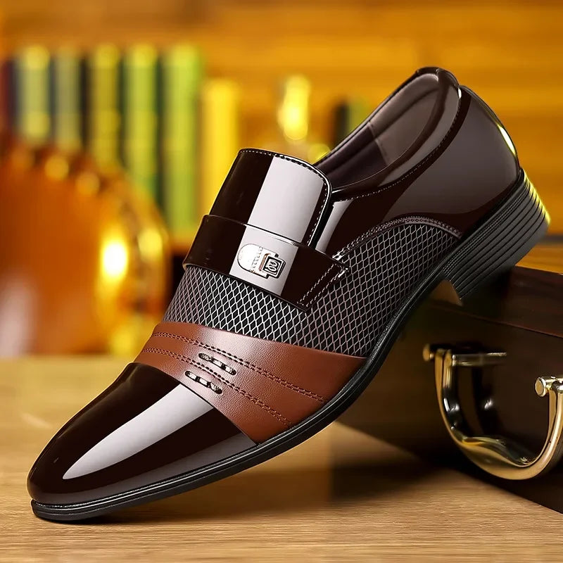 Edelira - Schwarze spitze Leder-Oxford-Schuhe für Herren