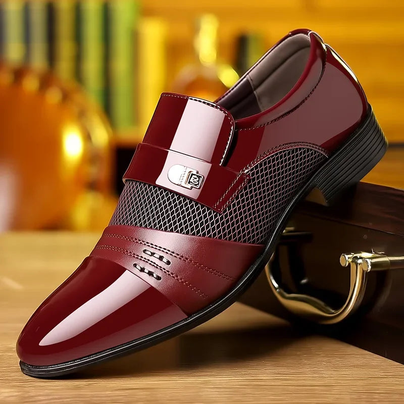 Edelira - Schwarze spitze Leder-Oxford-Schuhe für Herren