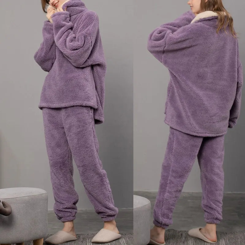 Lena – Gemütliches Fleece-Pyjama-Set für Damen – bequeme Nachtwäsche