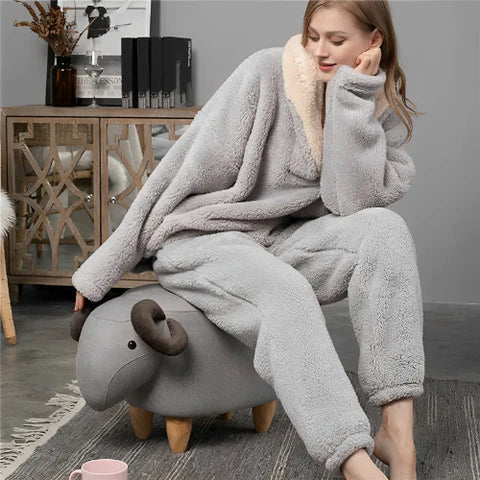 Lena – Gemütliches Fleece-Pyjama-Set für Damen – bequeme Nachtwäsche