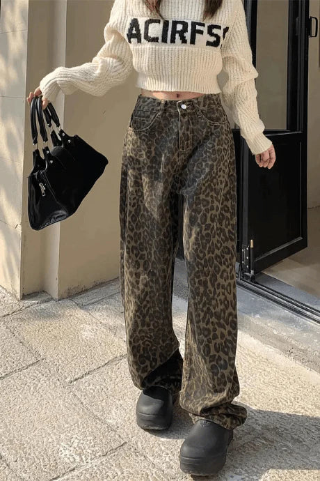 Millicent - Vintage Leopardenjeans für Frauen