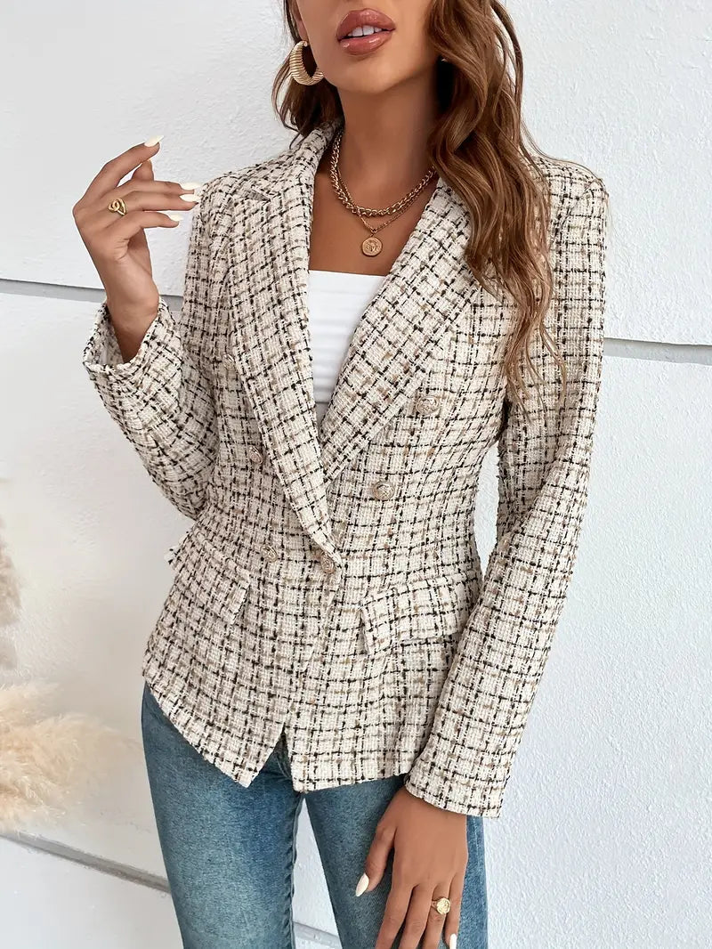 Eleganter Karierter Doppelknopf-Blazer - Herlen