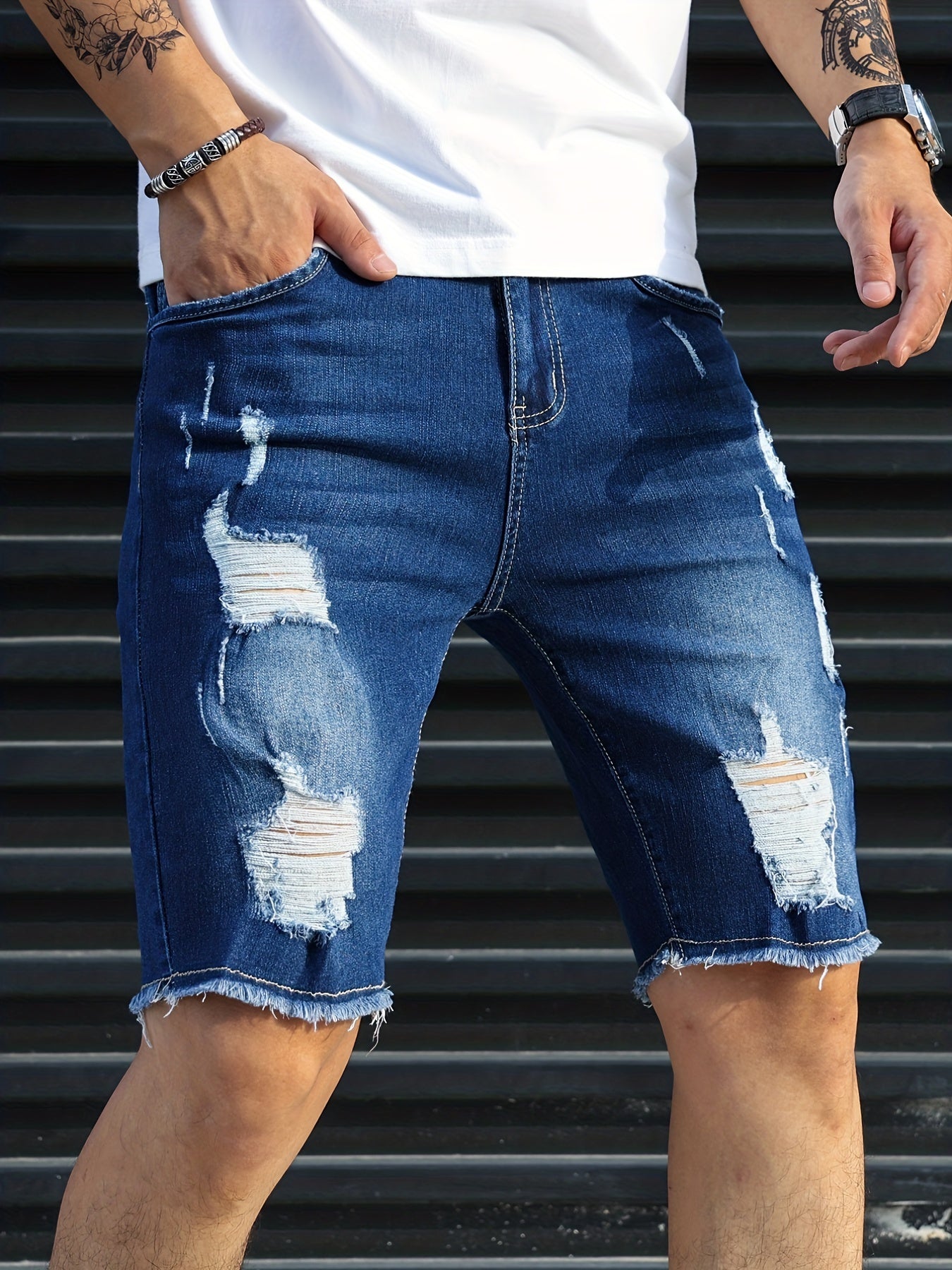 Königsblaue Ripped Shorts - Carl