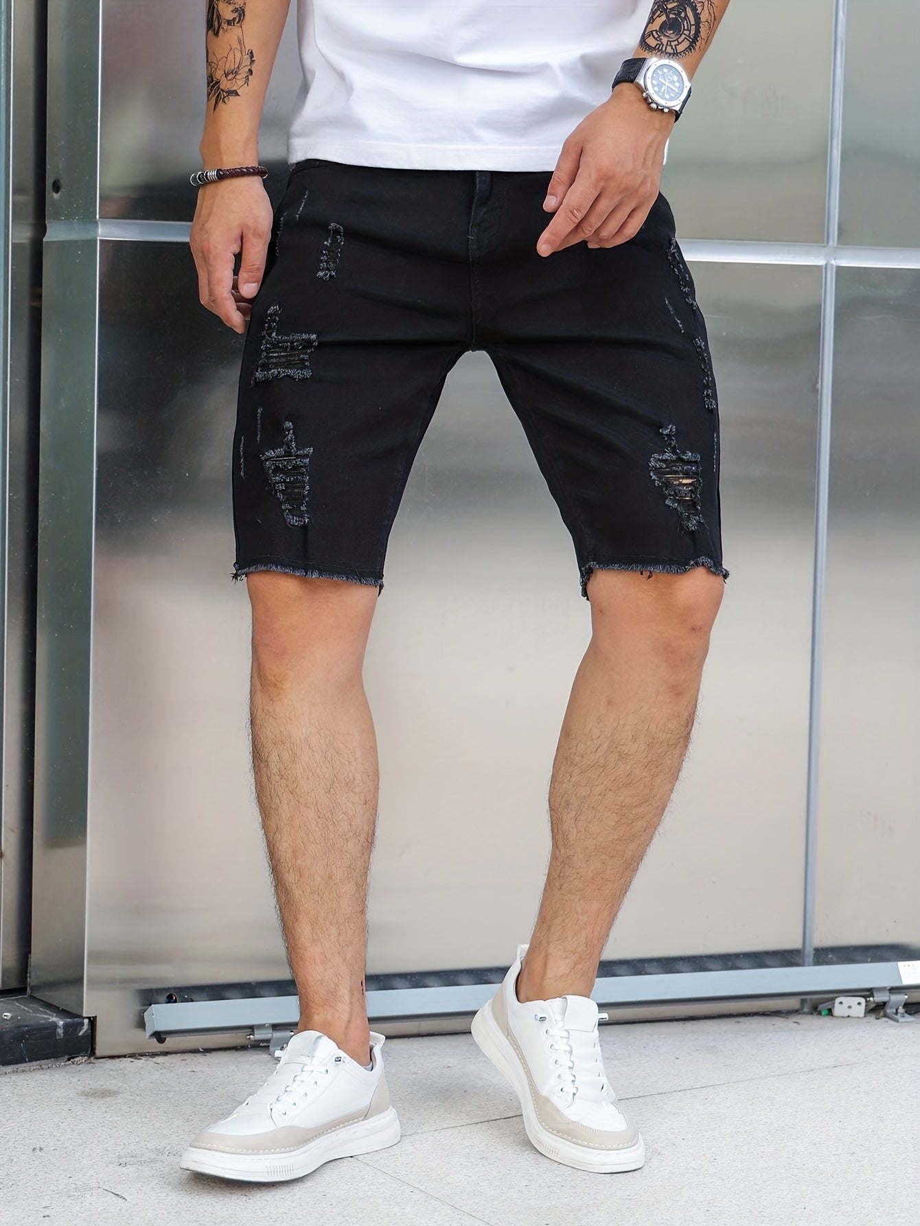 Königsblaue Ripped Shorts - Carl