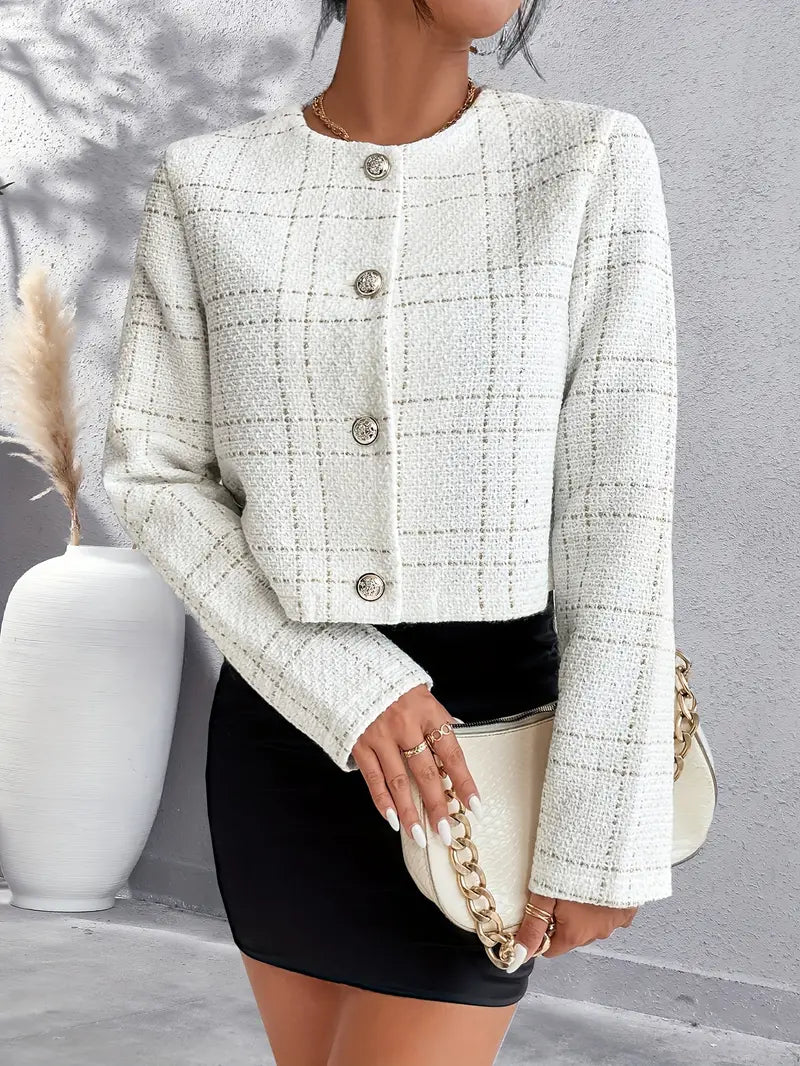 Eleganter karierter Blazer mit Knöpfen - Avari