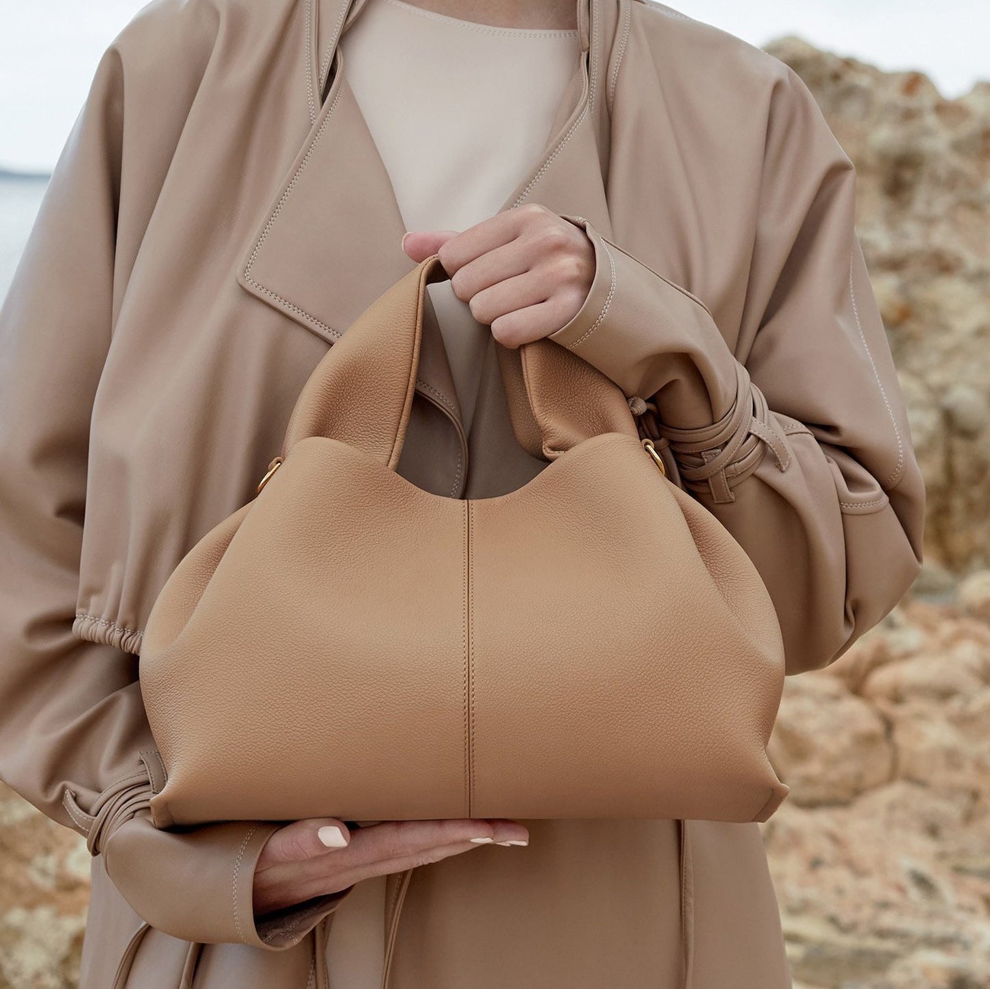 Vintage Tote Hängetasche aus weichem Leder - Minchen