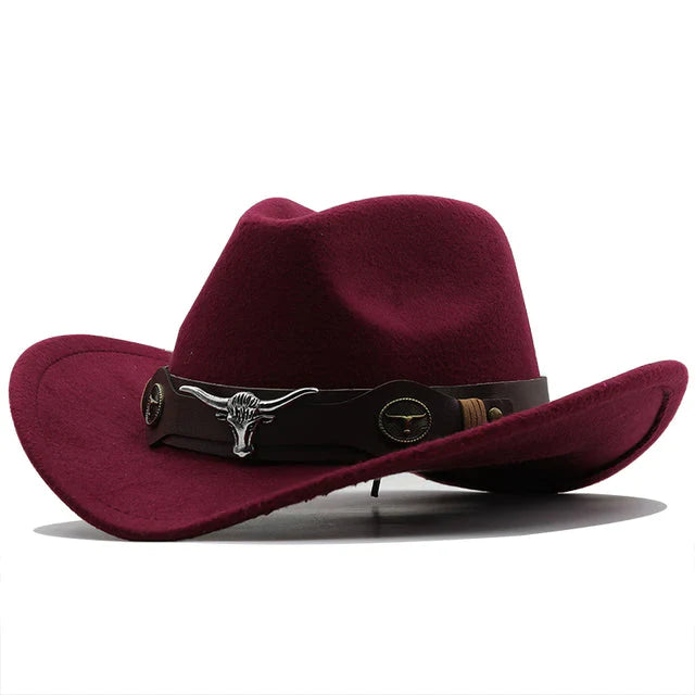 Western-Stil Filzhut mit Stier-Schnallenband - Franz