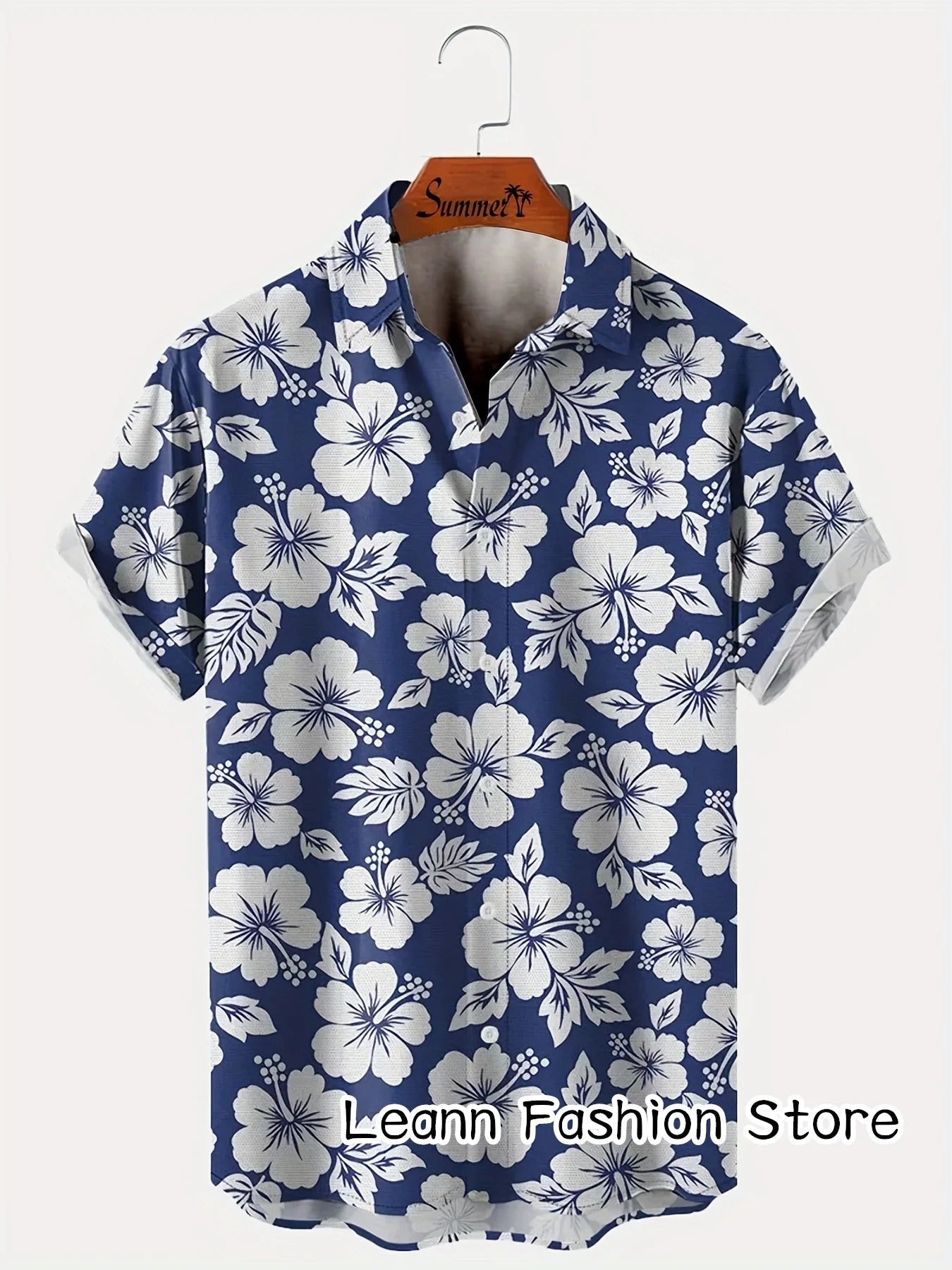 Floral print blau com hawaii shirt men - Bjorn