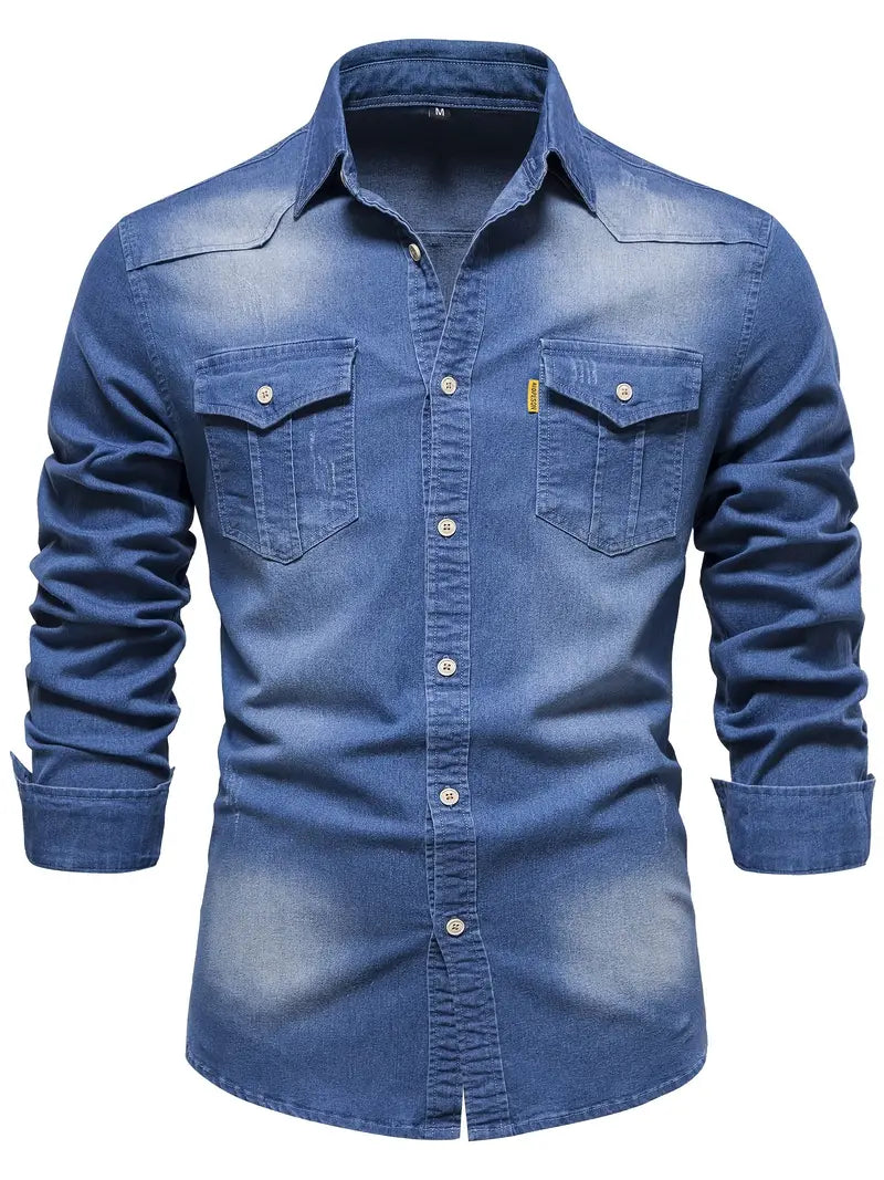 Loki - Elastisches Baumwoll Denim Hemd