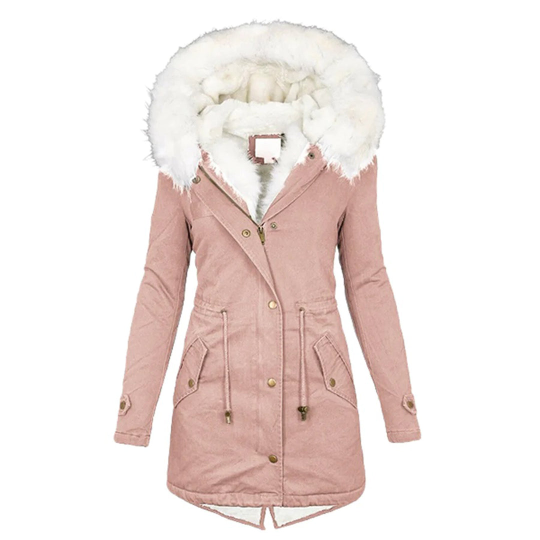 Louise - Stylische warme Jacke mit Fellkapuze