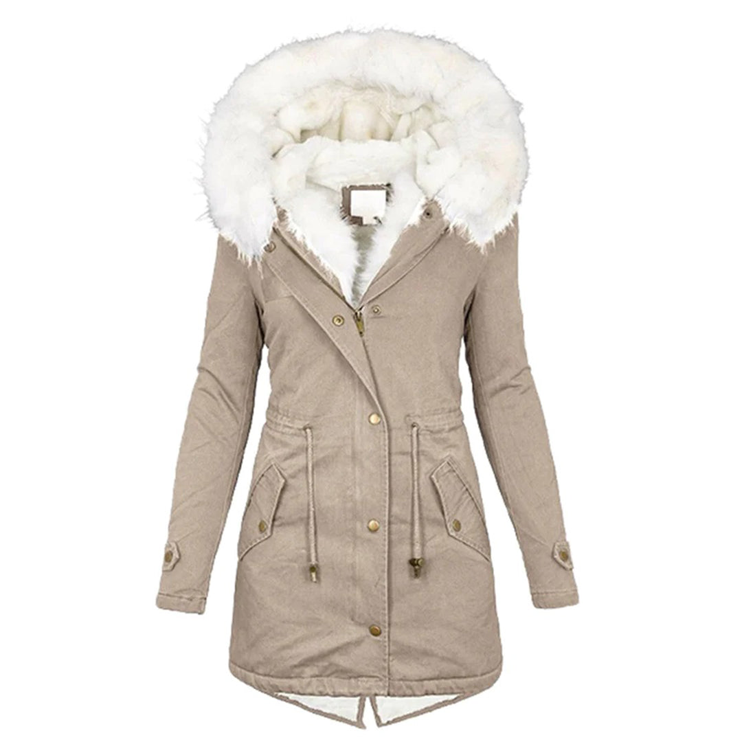 Louise - Stylische warme Jacke mit Fellkapuze