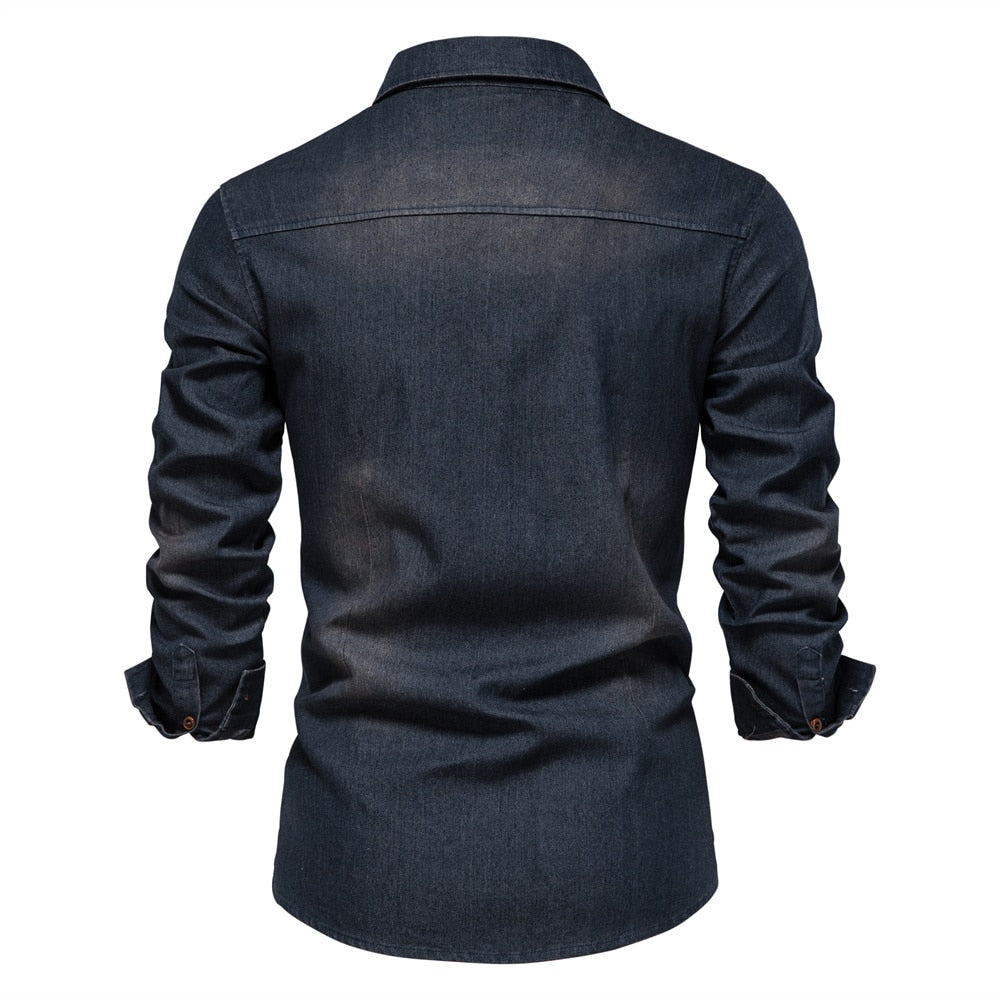 Loki - Elastisches Baumwoll Denim Hemd